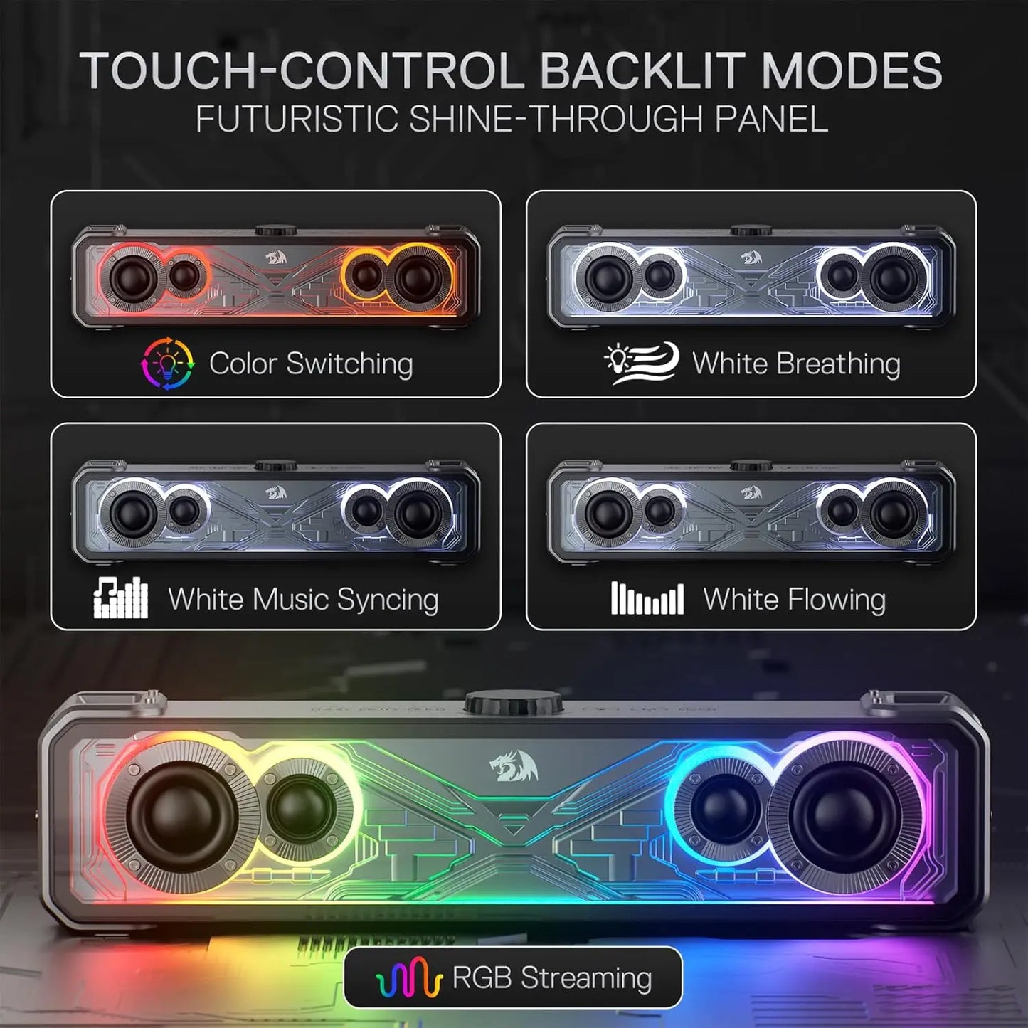 Redragon GS817 RGB 2.0 Channel Bluetooth Desktop Soundbar