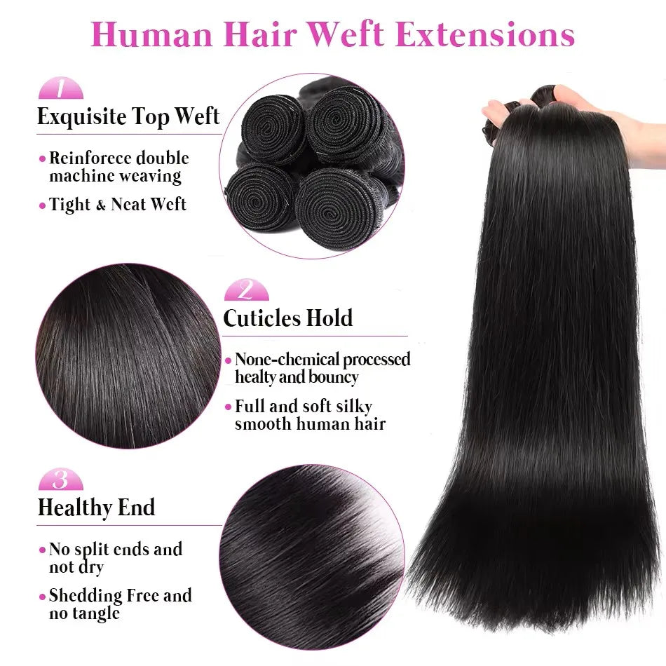 Homgoss Bone Straight Remy Human Hair Bundles Virgin