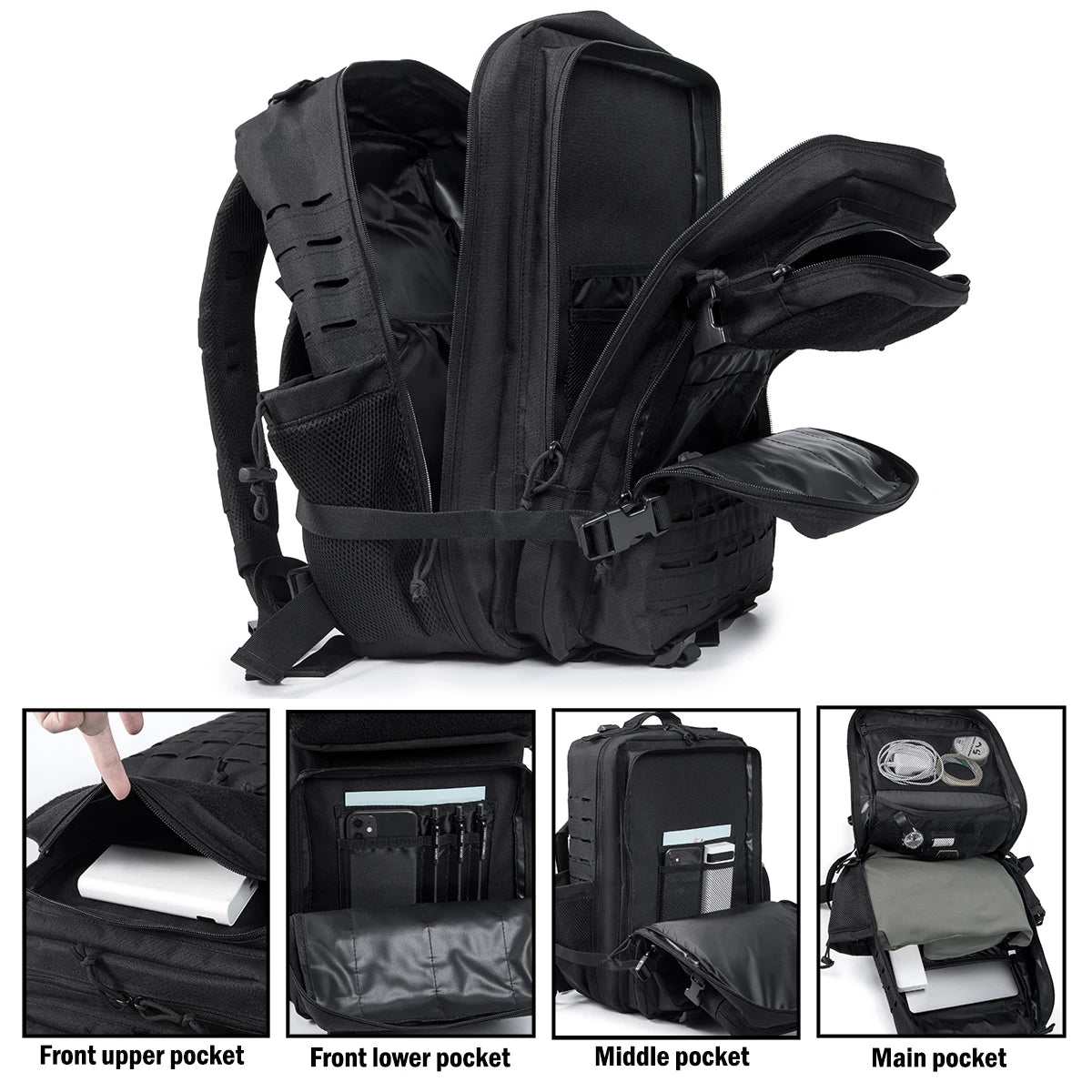 Mens And Womens 45L Tactical Backpack With Double Cup Holder