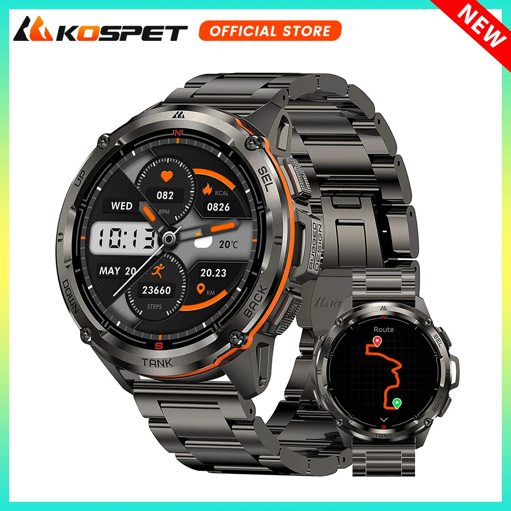 KOSPET Tank T3 Ultra GPS Smart Watch Men AMOLED AOD