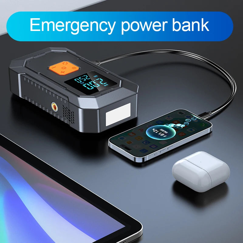 HELLOLEIBOO Car Jump Starter Air Pump Power Bank 4 In 1