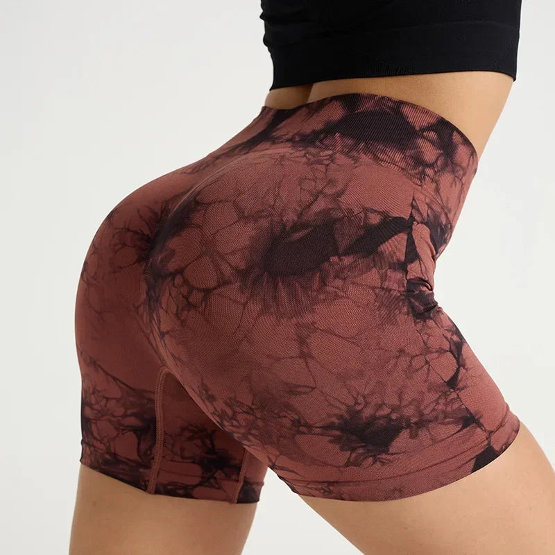 Zhejiang Yoga Tie Dye High Waisted Women Shorts Fitness