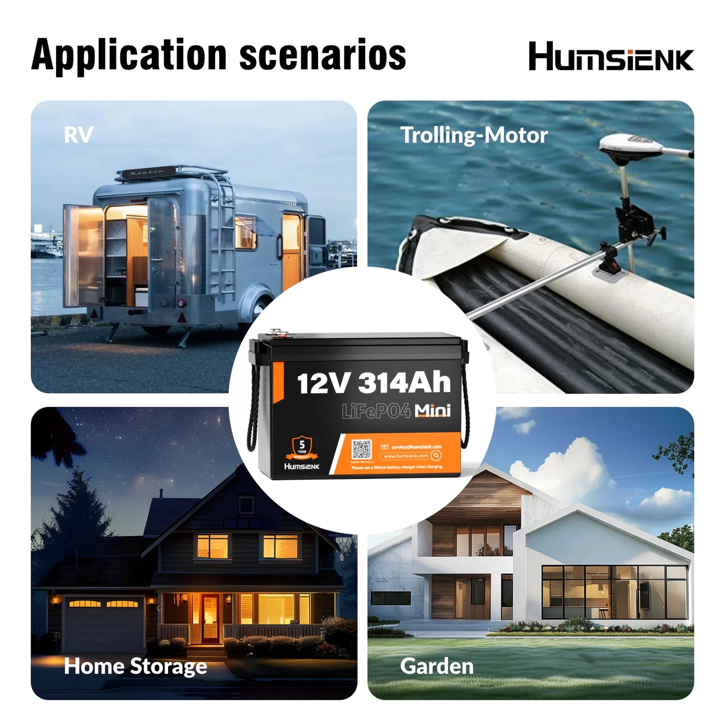 Humsienk 12V 314Ah LiFePO4 Battery 100A BMS For RV