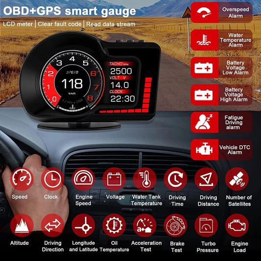 Hign Concerned OBD GPS HUD Dual System Speedometer RPM