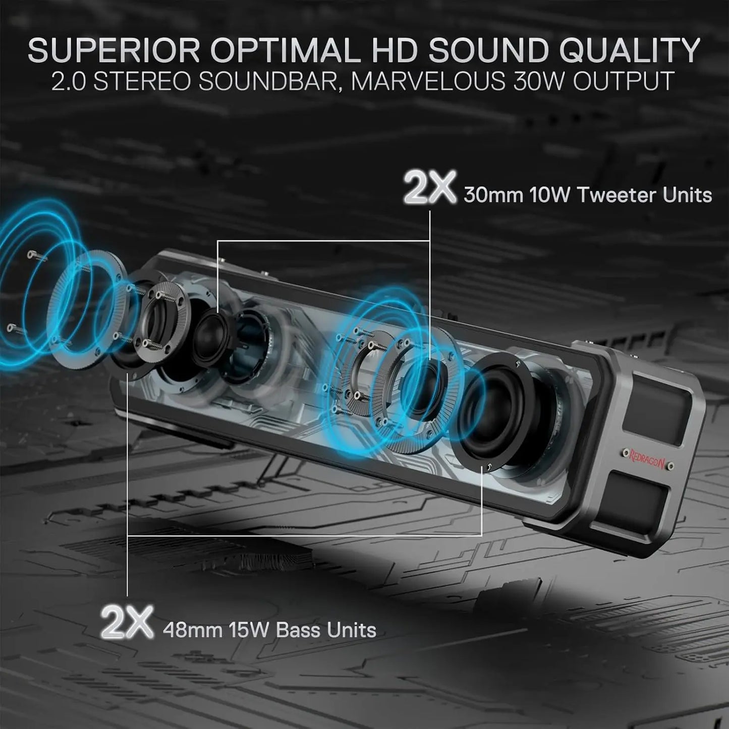 Redragon GS817 RGB 2.0 Channel Bluetooth Desktop Soundbar