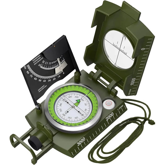 Lensatic Compass Metal Waterproof IP65 Carry Bag Camping