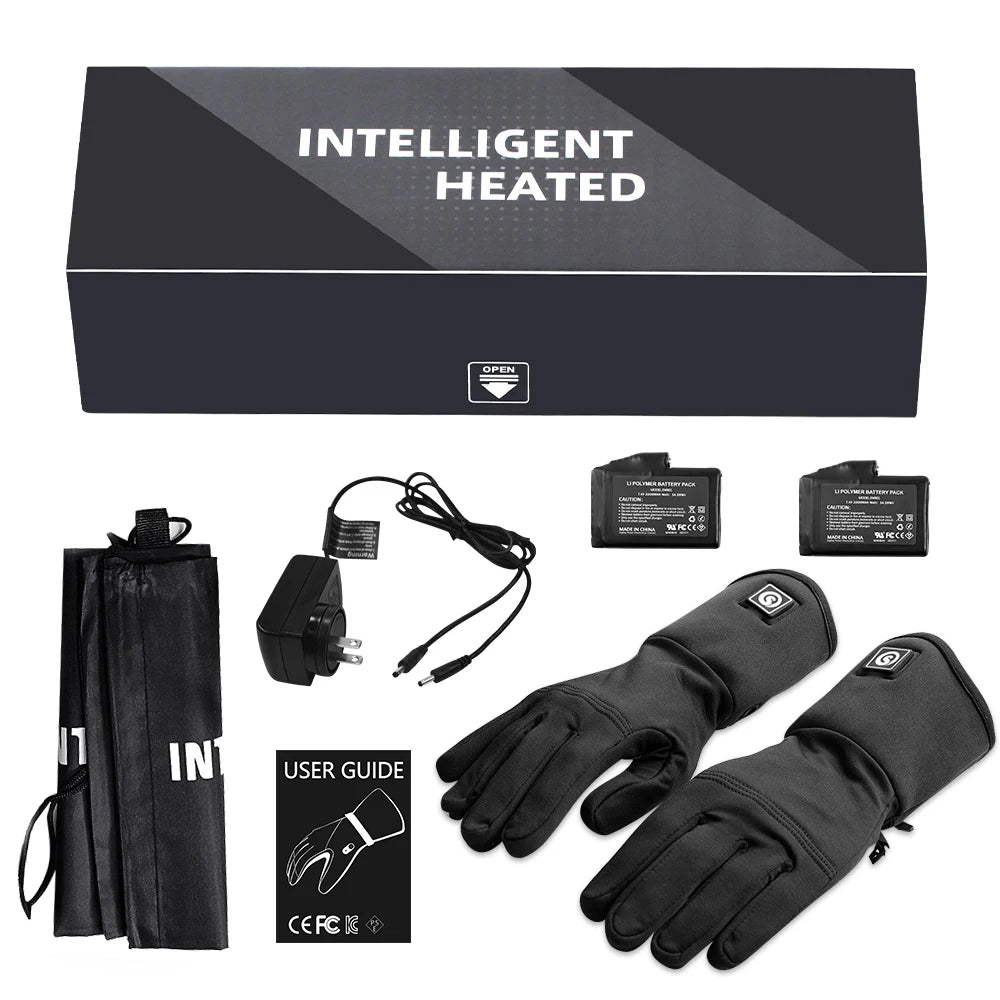Snow Deercn Winter Heated Goatskin Leather Gloves Waterproof