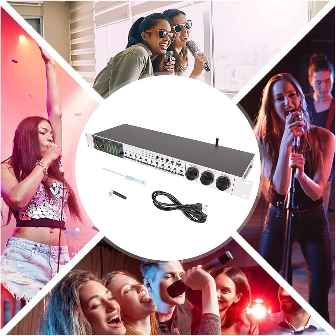 Professional 4 Mic Karaoke Mixer Non-Slip Bluetooth USB EQ