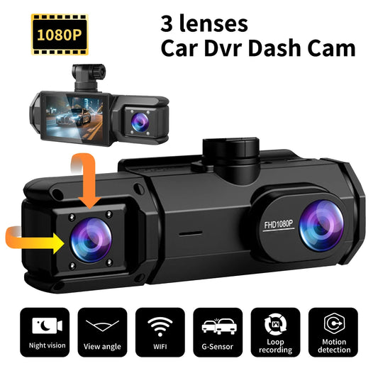 CAICYTO WiFi Dash Cam 3 Lens 1080P Front Rear Video