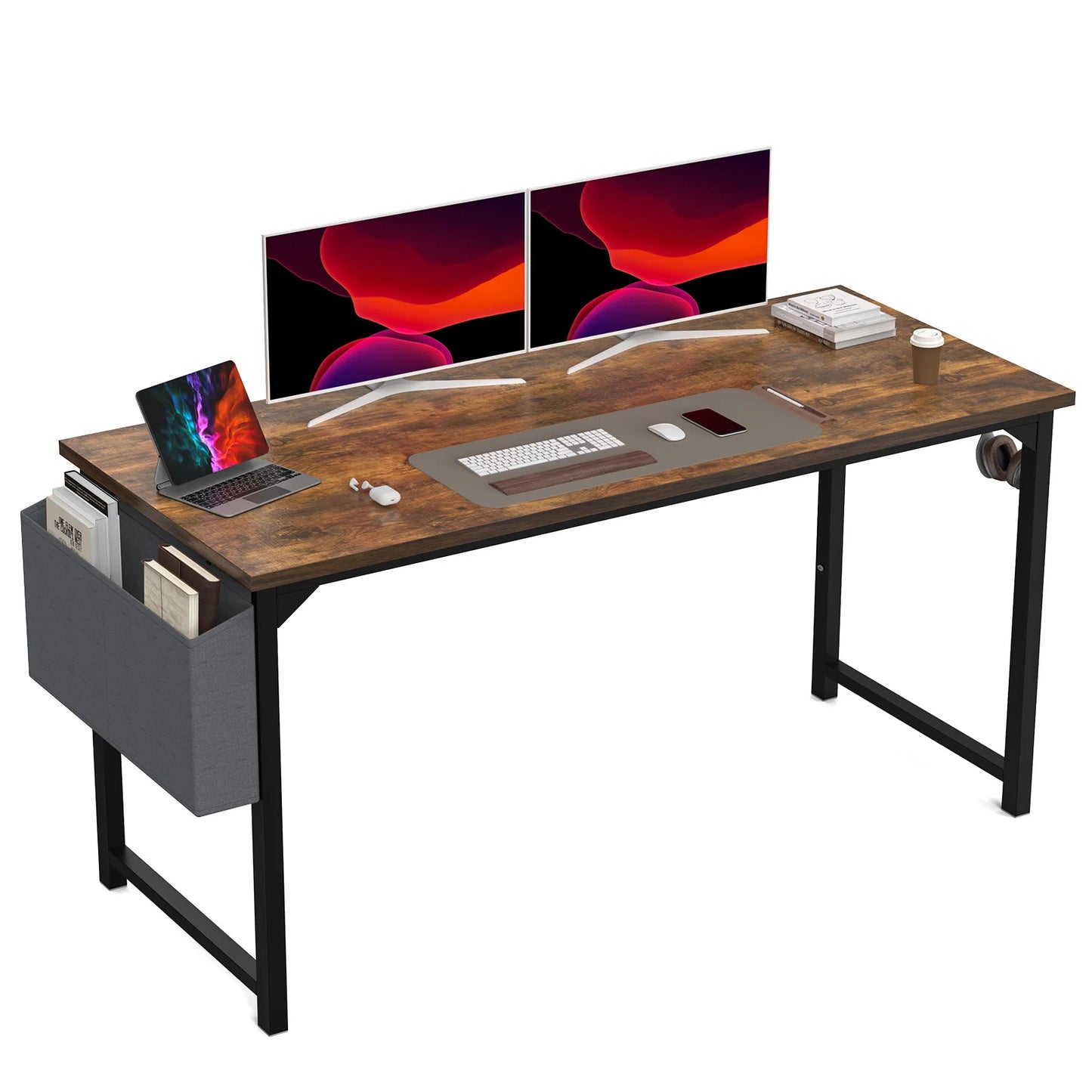 JHK Computer Desk With Side Storage And Headphone Hook