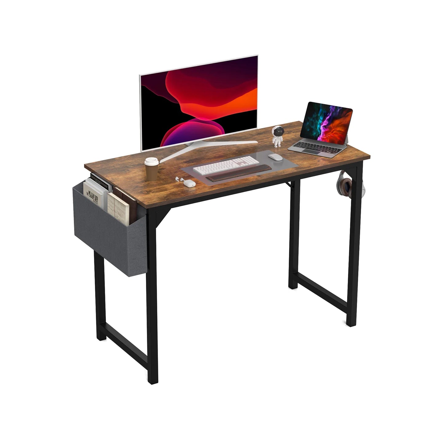 JHK Computer Desk With Side Storage And Headphone Hook