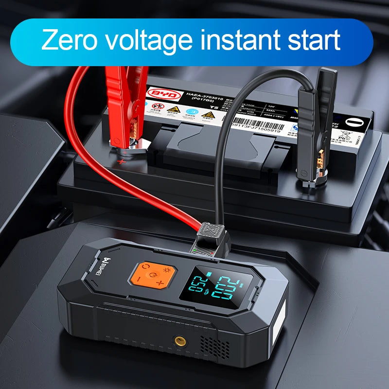 HELLOLEIBOO Car Jump Starter Air Pump Power Bank 4 In 1