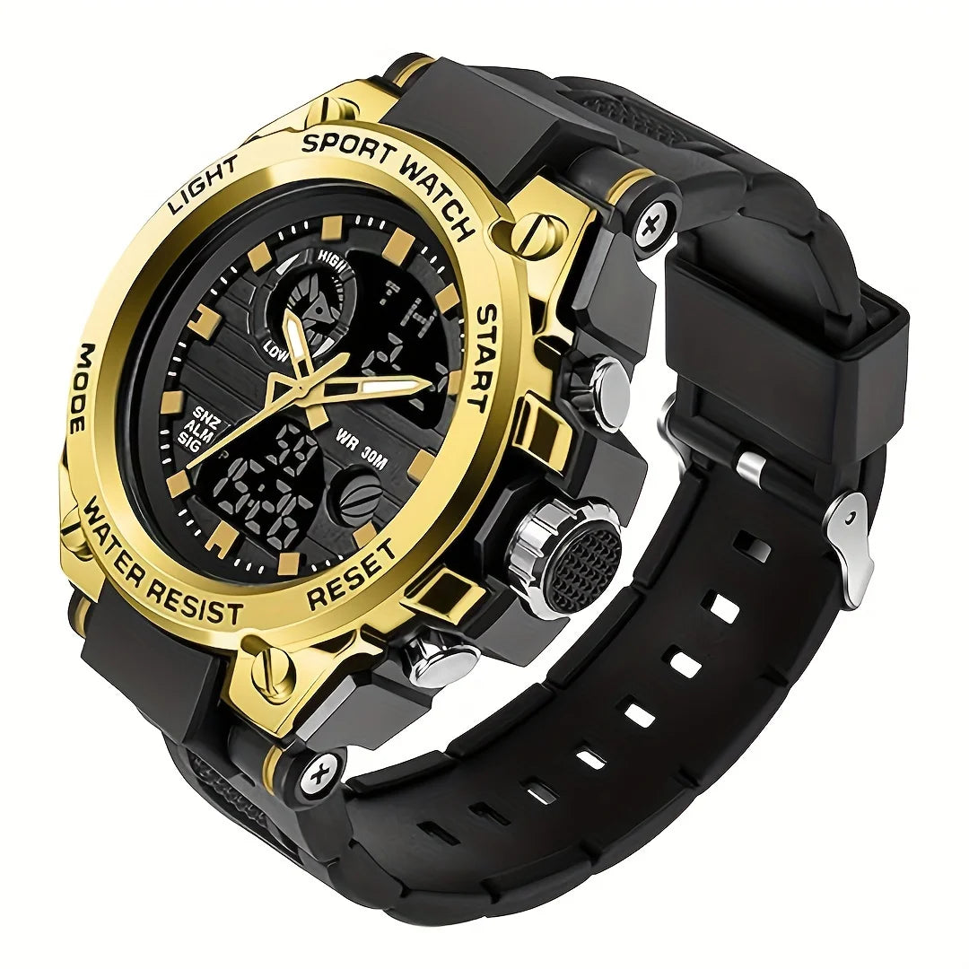 Men Outdoor Tough LED Digital Stopwatch Dual Display Watch