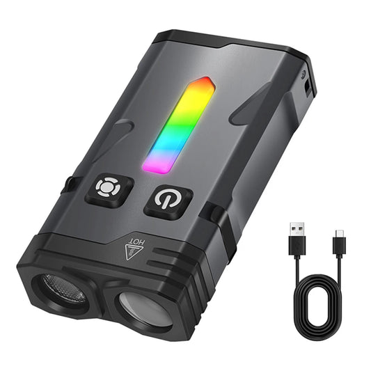 RGB EDC Keychain Flashlight Aluminum Alloy Torch Type C