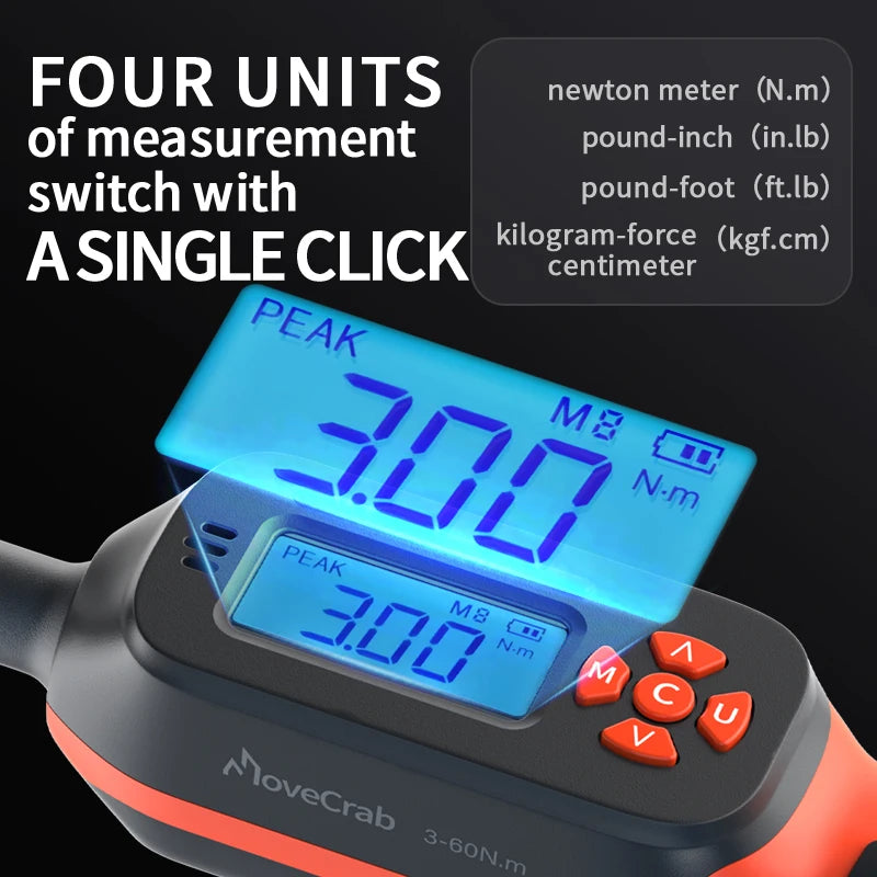 MoveCrab Digital Torque Wrench 1 To 340 Nm With LED Alerts