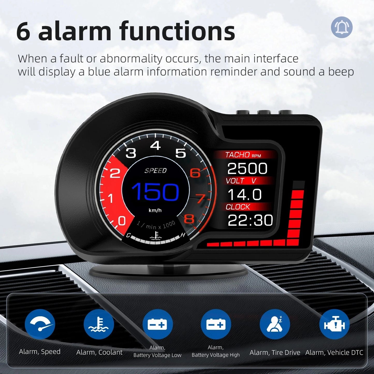 Hign Concerned OBD GPS HUD Dual System Speedometer RPM