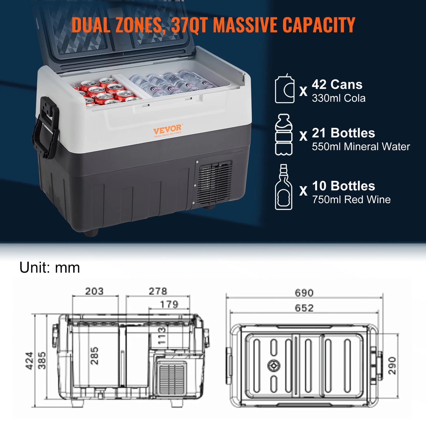 SucceBuy Car Refrigerator With Wheel And Handle 35L 45L 55L