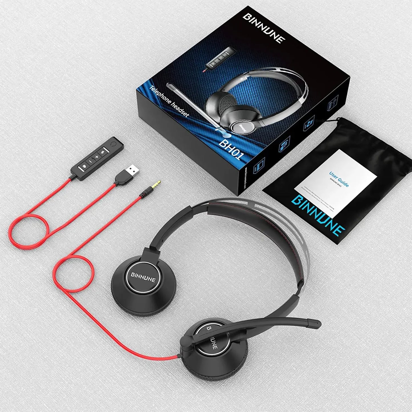 BINNUNE Wired Headset With Microphone For Laptop And Zoom