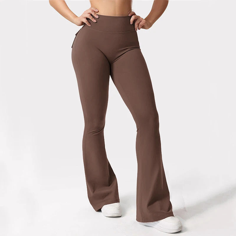 Yoga Flared Pants Womens High Waist Hip Lifting Wide Leg Pants Outdoor Leisure Tights Running Fitness Wear Gym Workout Leggings