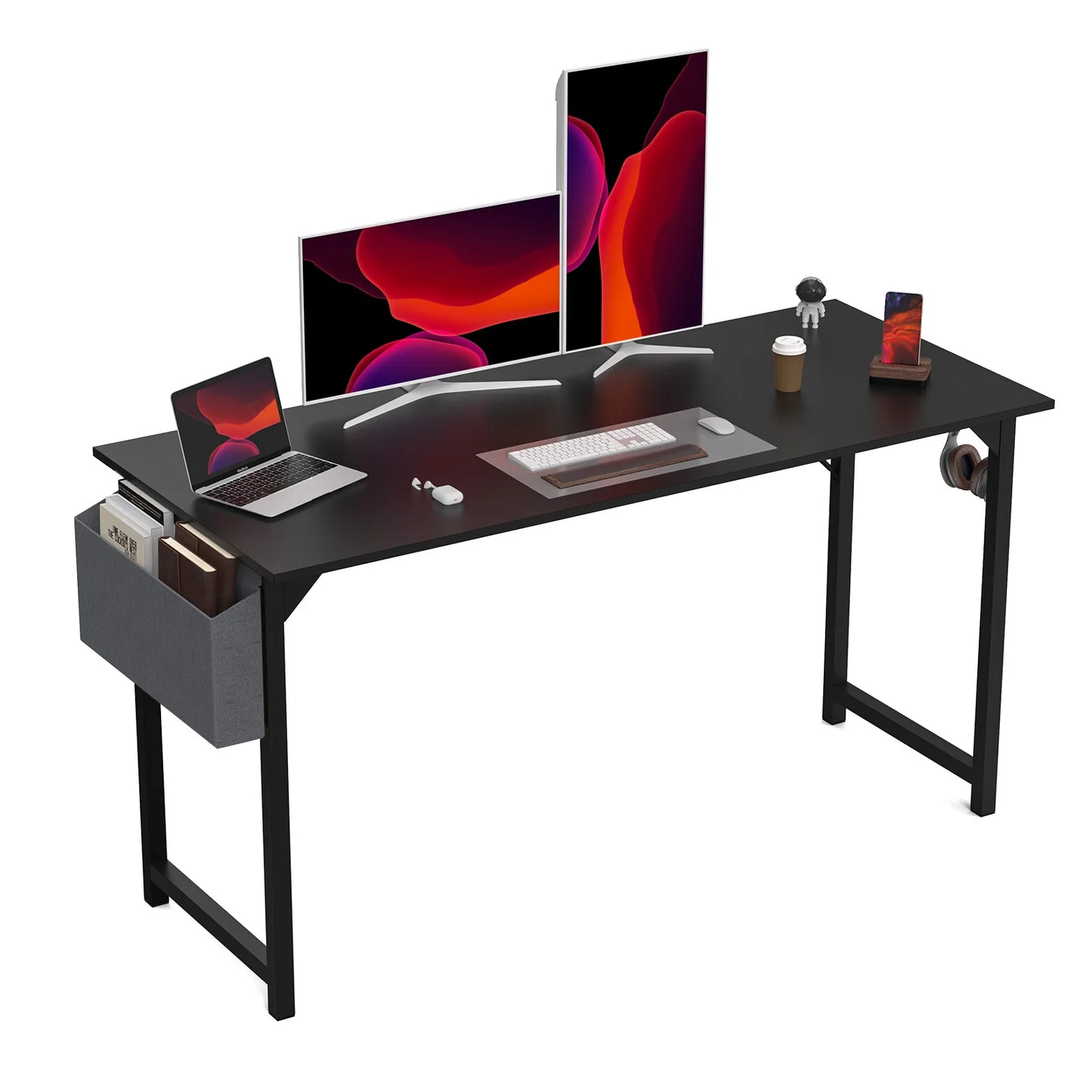 JHK Computer Desk With Side Storage And Headphone Hook