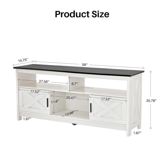 REDLIFE TV Stand With Power Outlet And Open Shelves