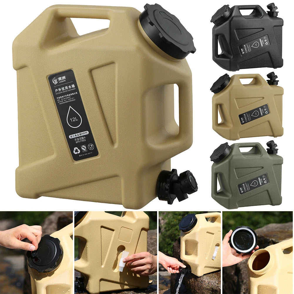 12L Camping Water Container No Leakage BPA Free Outdoor Use