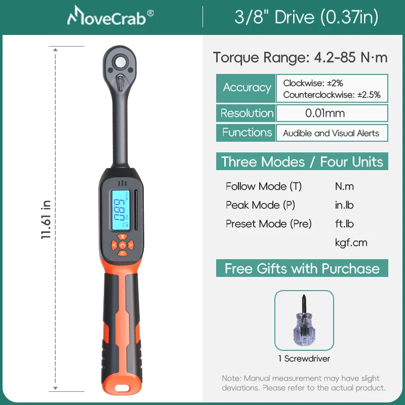MoveCrab Digital Torque Wrench 1 To 340 Nm With LED Alerts