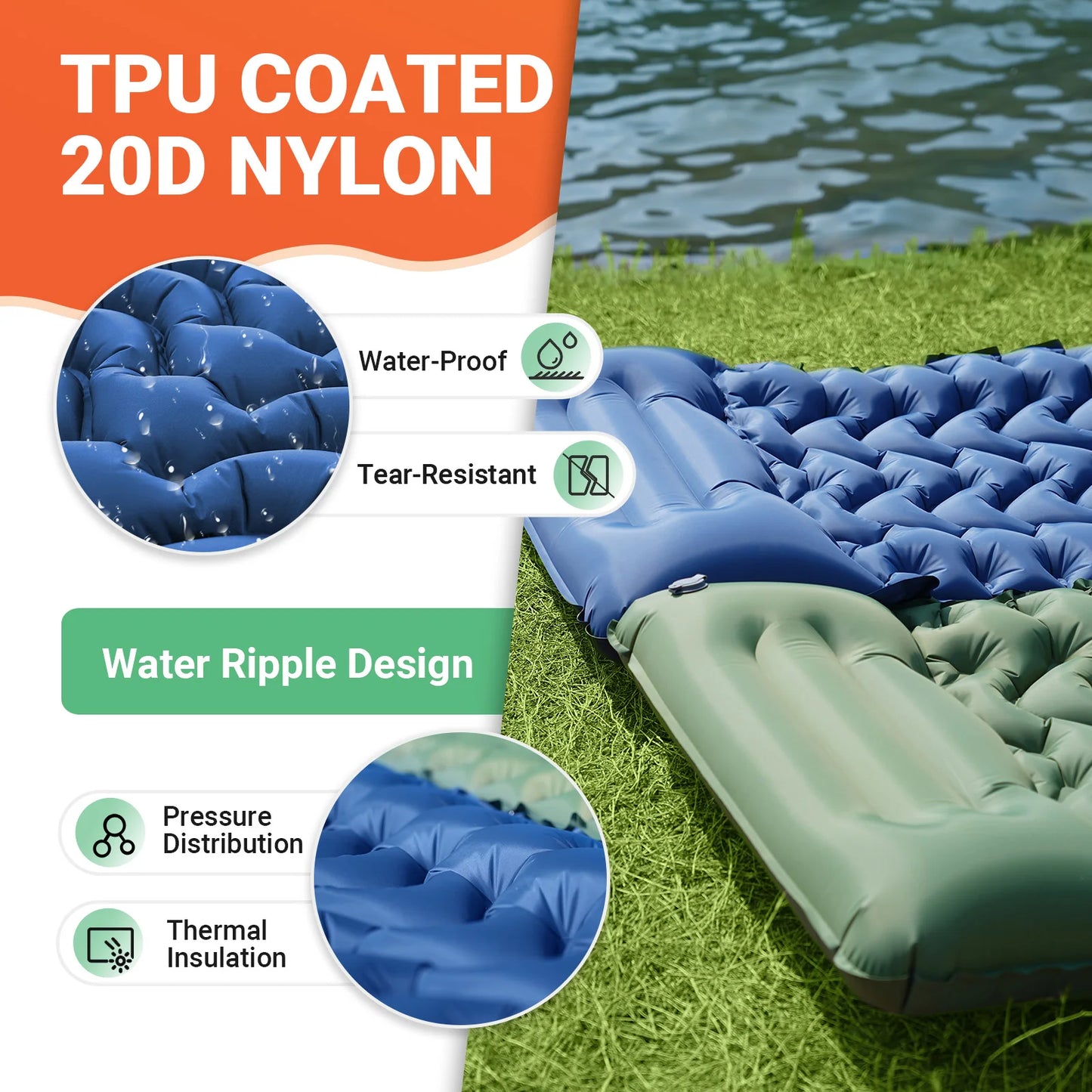KingCamp Self Inflating Sleeping Pad Ultralight With Pillow