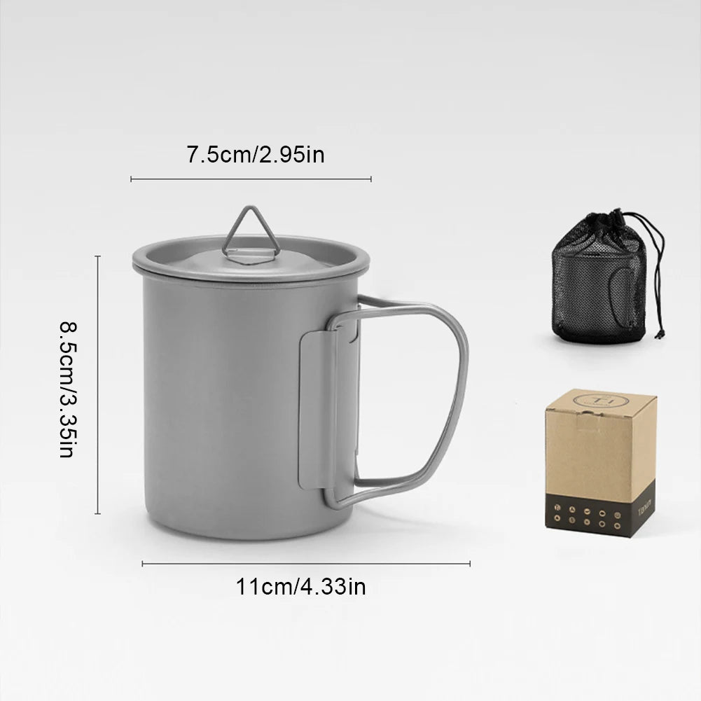 Titanium Insulated Mug Portable Coffee Cup With Handle Lid