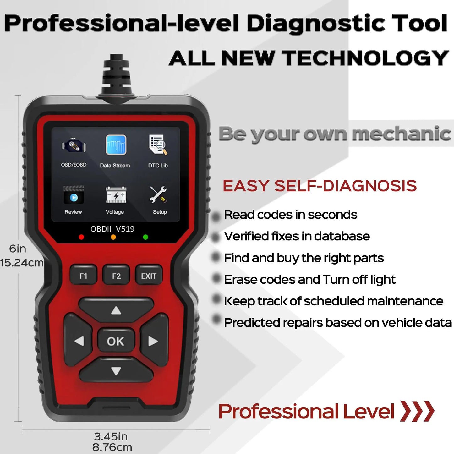 Hign-Concerned OBD2 Scanner Live Data OBDII Tool V519