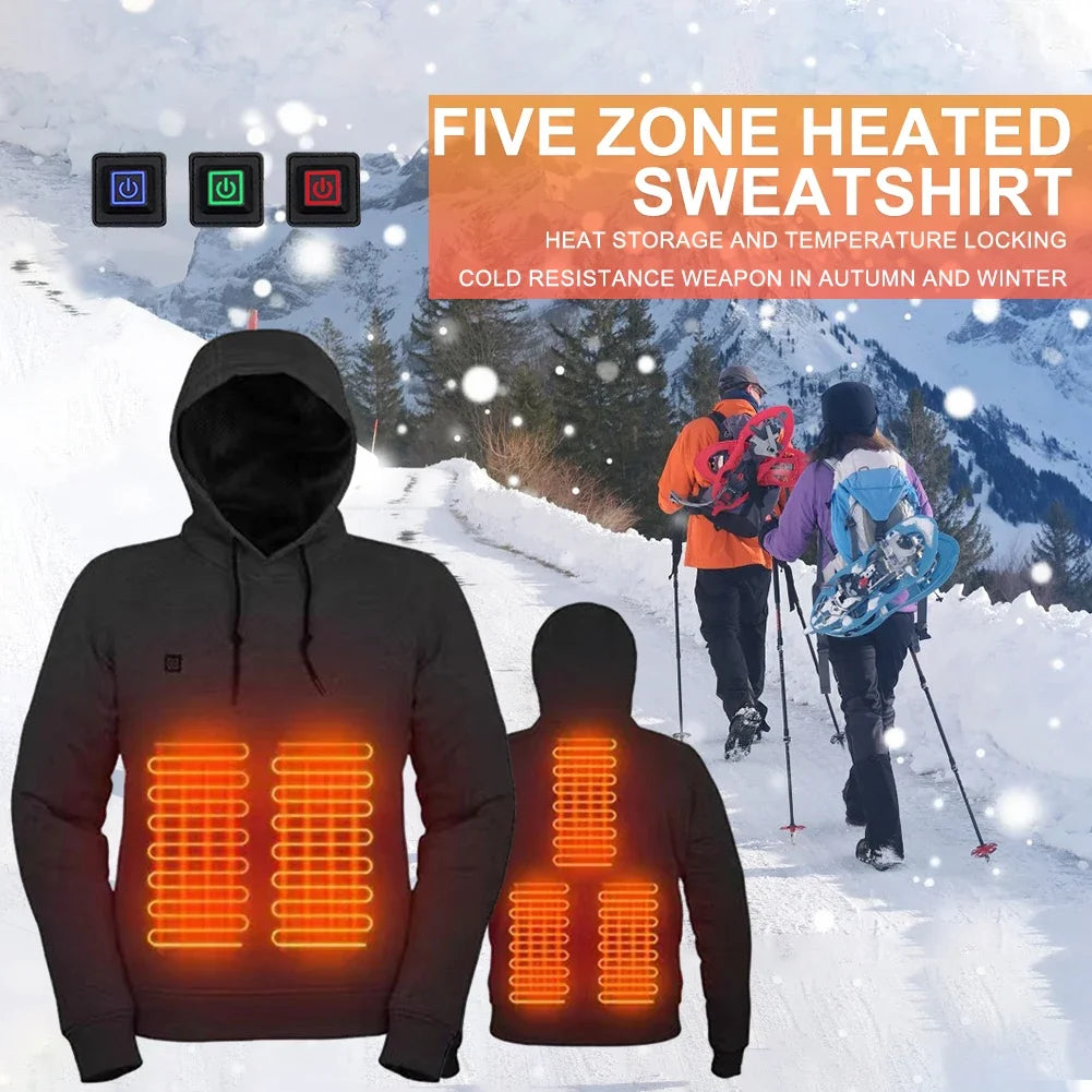 Unisex USB Heated Hoodie With 3 Heat Levels Outdoors