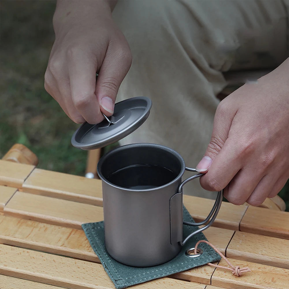 Titanium Insulated Mug Portable Coffee Cup With Handle Lid