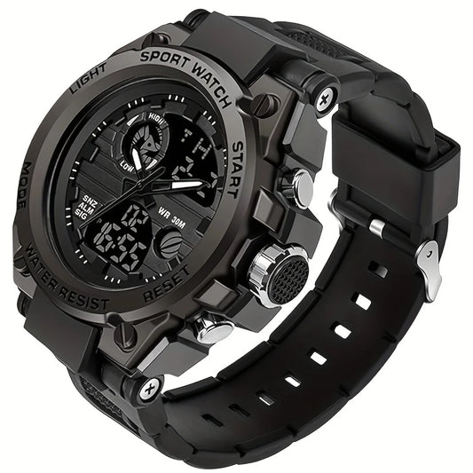 Men Outdoor Tough LED Digital Stopwatch Dual Display Watch