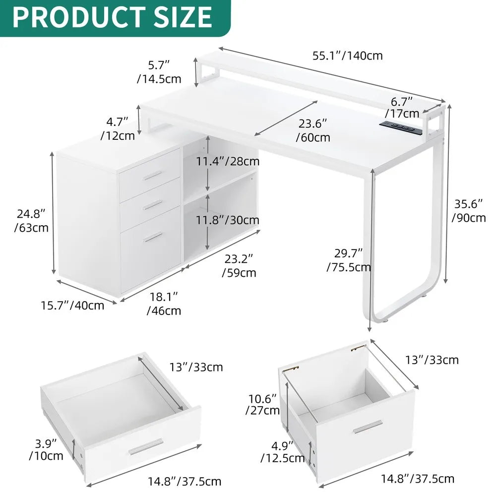Hign Concerned L Shaped Gaming Desk With File Drawers