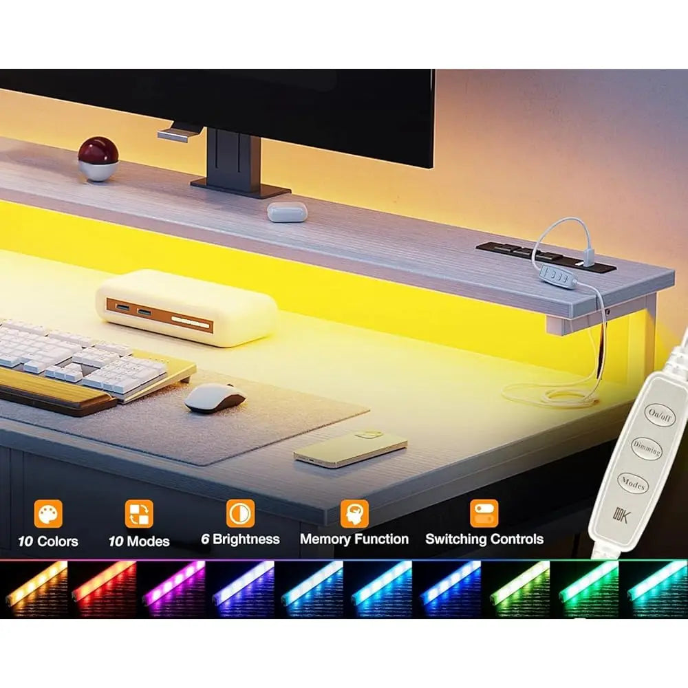 Hign-concerned Computer Desk With USB Ports And Led Lights