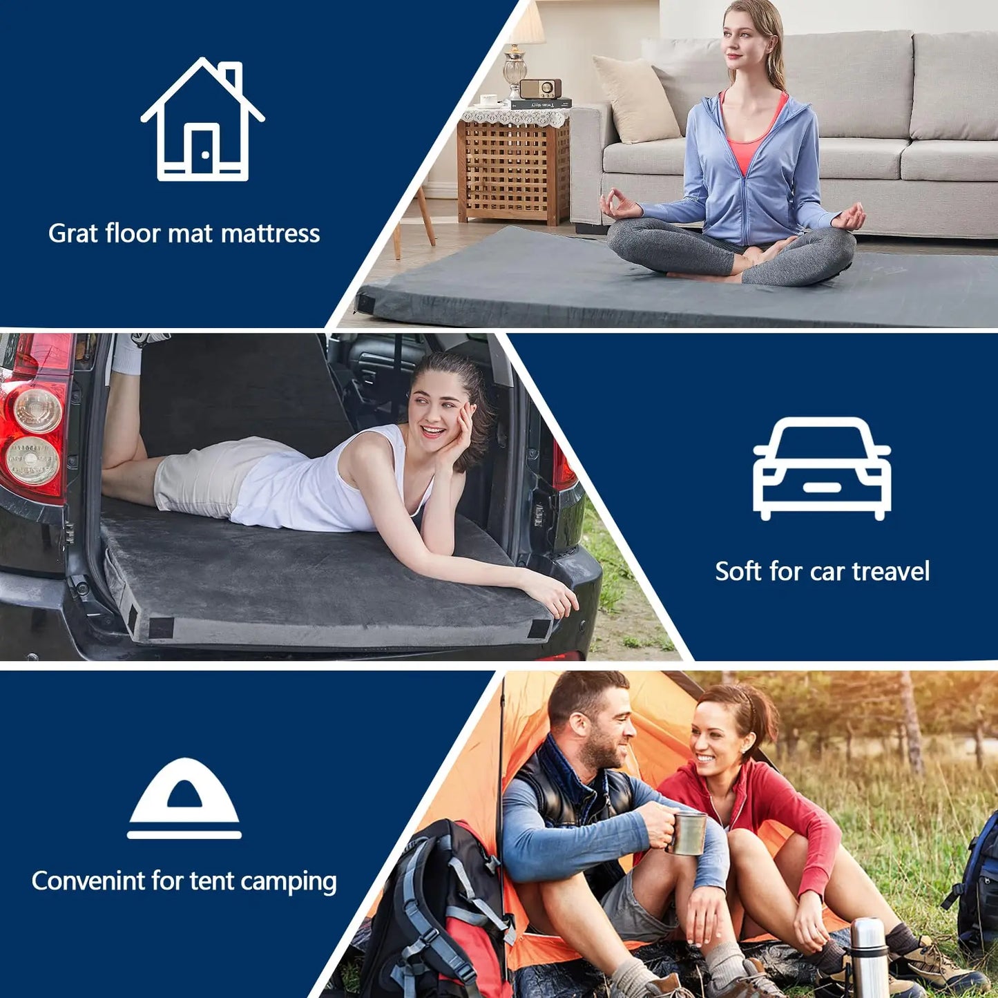 WestTune CertiPUR US Memory Foam Camping Pad Portable Grey