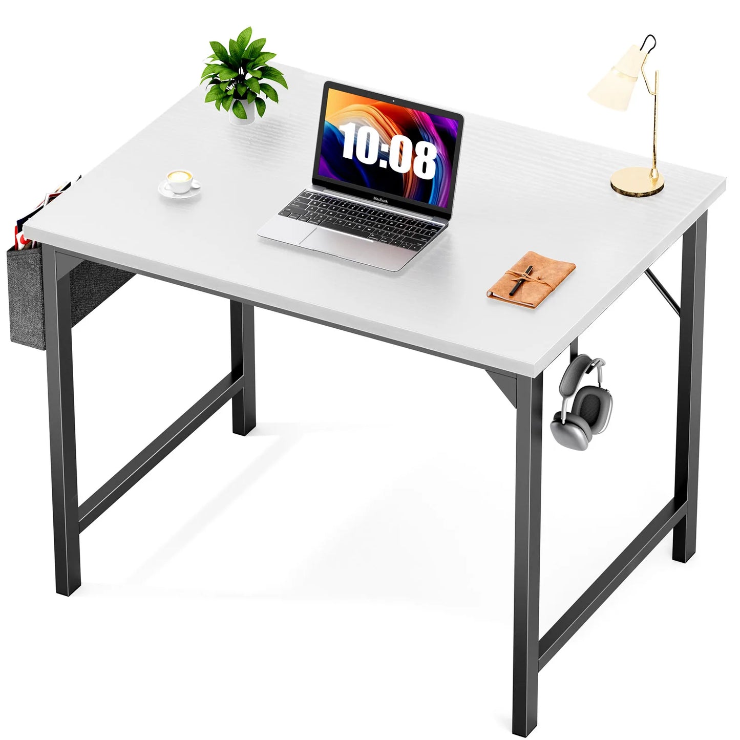 JHK Computer Desk With Side Storage And Headphone Hook