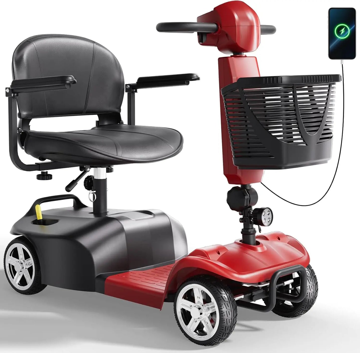 Foldable 4 Wheel Mobility Scooter For Seniors With Powerful Motor