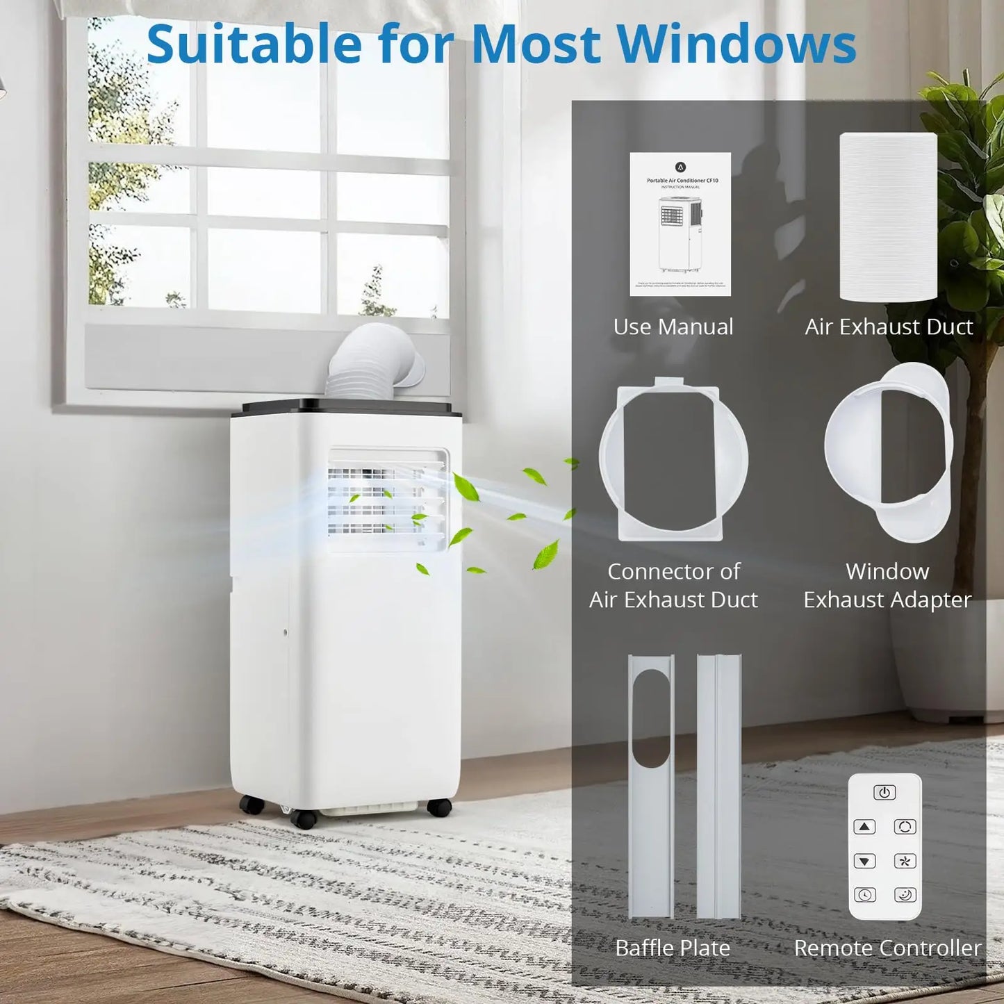10000 BTU Portable Air Conditioner With Remote For Rooms