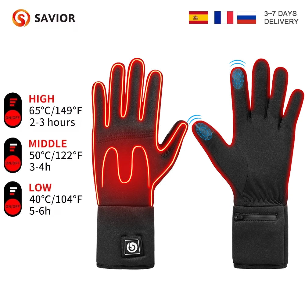 Snow Deercn Winter Heated Goatskin Leather Gloves Waterproof
