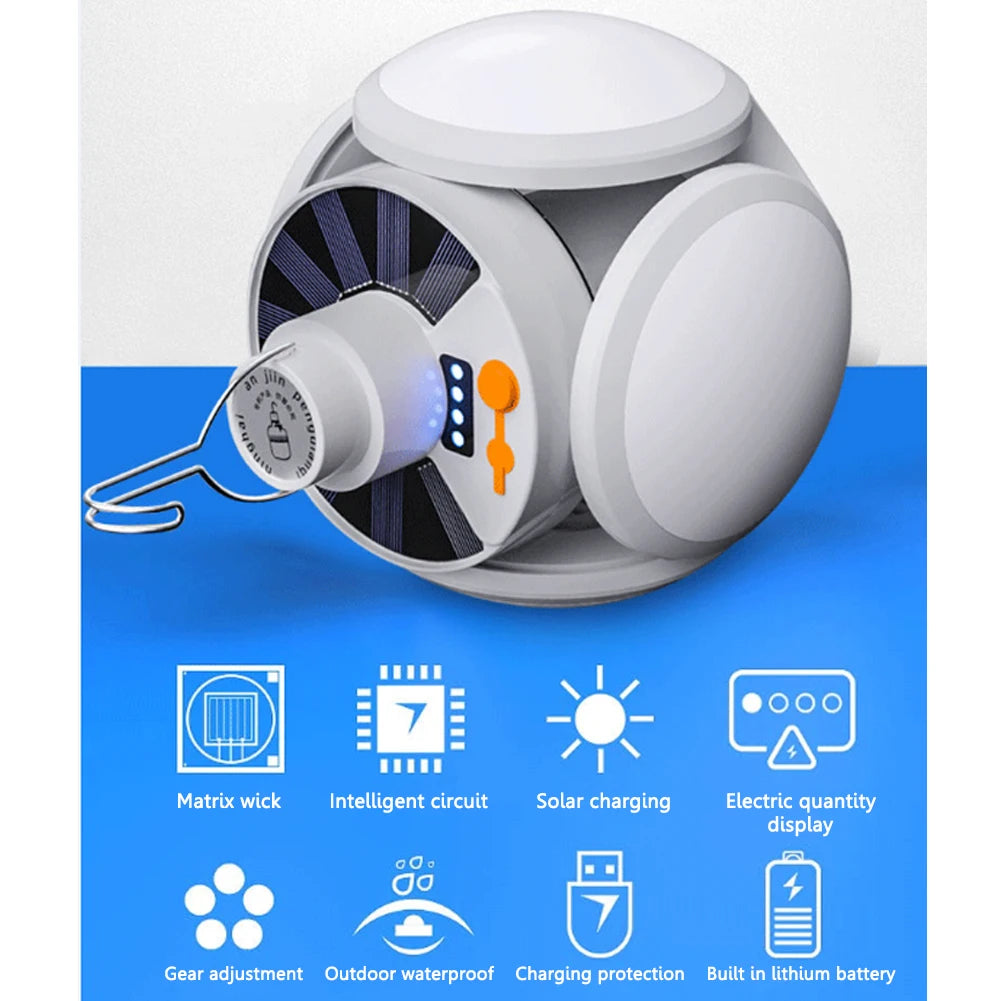 Solar Camping Light LED Rechargeable Lantern With 5 Gears