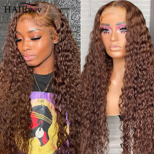 Hairvev Deep Wave Frontal Wig Hd Lace Front Brazilian Hair