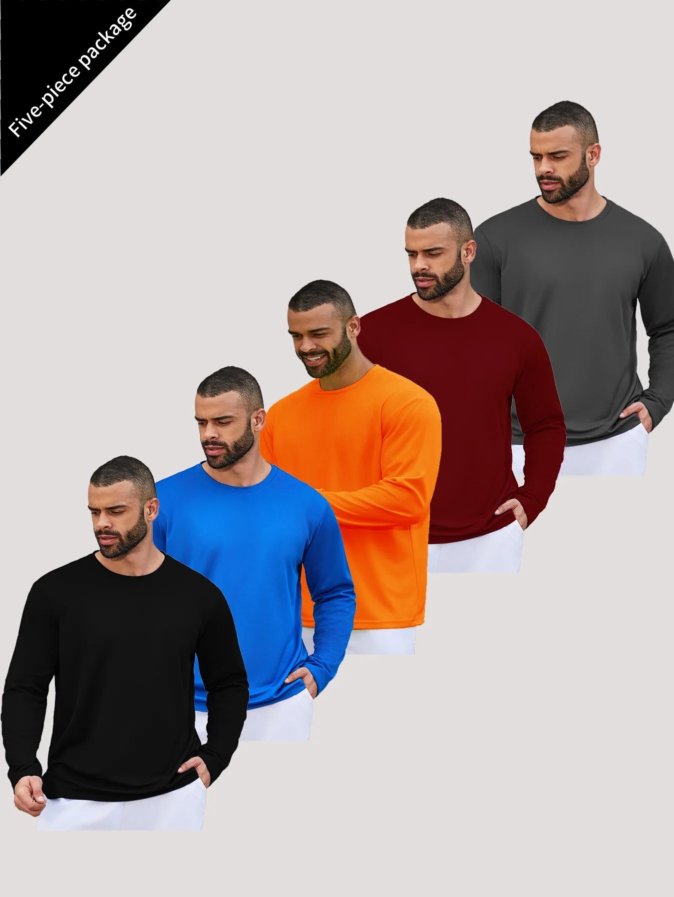 NONECN Men's Running Speed Dry Long Sleeve Shirt for Sports
