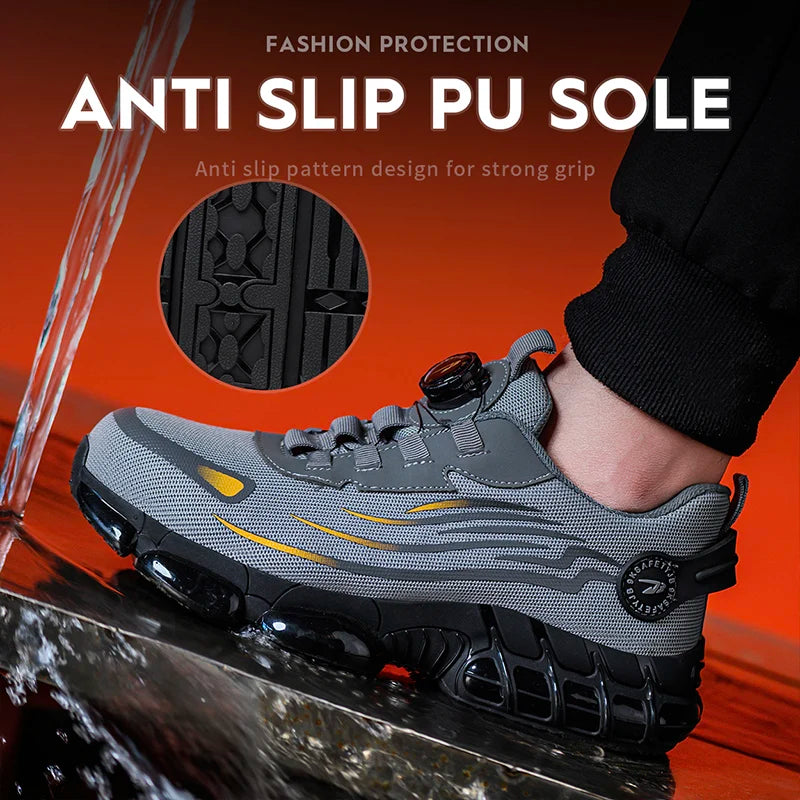 Breathable Lace Free Safety Shoes Anti Smash Puncture Labor