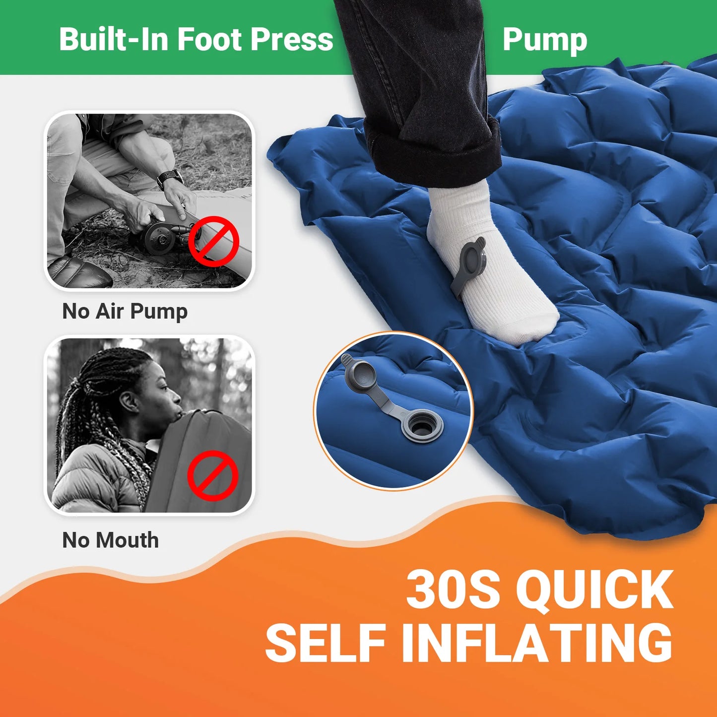 KingCamp Self Inflating Sleeping Pad Ultralight With Pillow