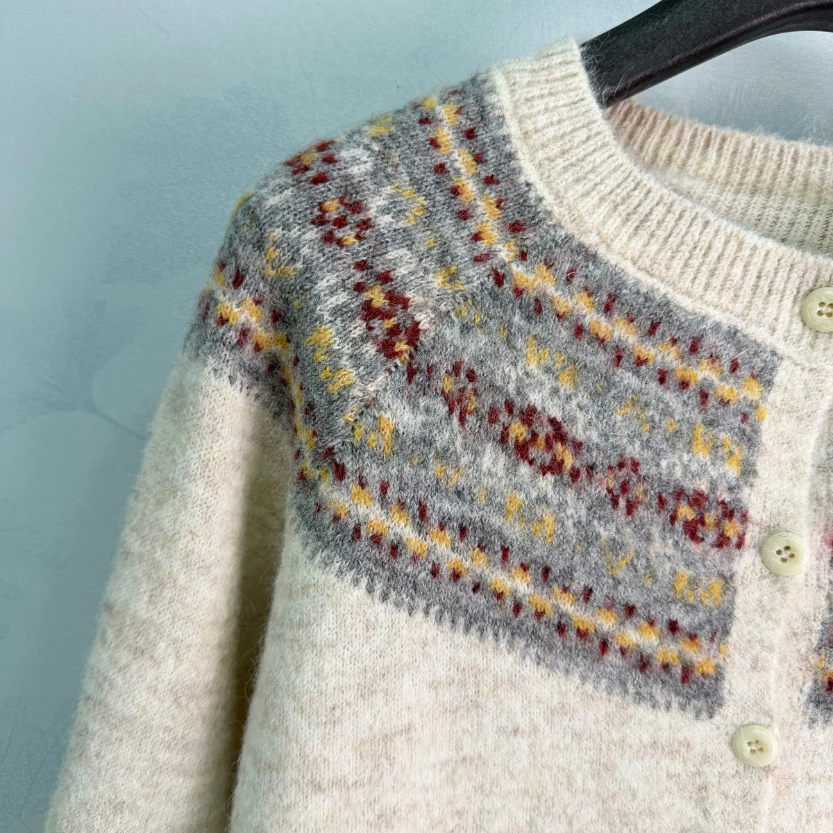 Women's Knit Jacquard Cardigan Sweater With Button Front