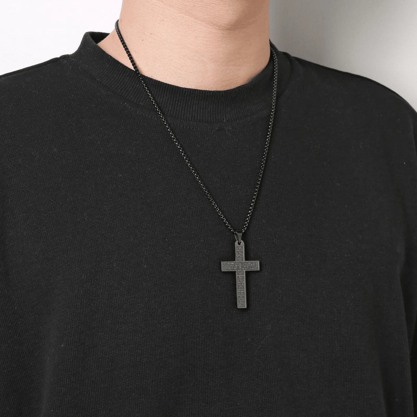 Stainless Steel Cross Pendant Necklace Unisex Jesus Christ Design