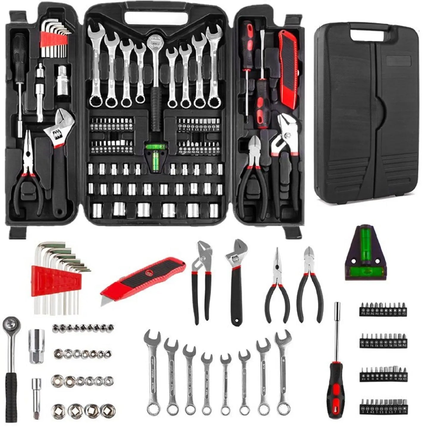 TLGREENDIY 95 Pcs Mechanics Tool Set Wrenches Sockets Case