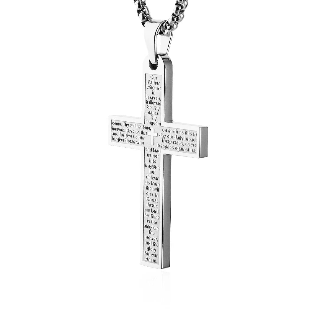 Stainless Steel Cross Pendant Necklace Unisex Jesus Christ Design