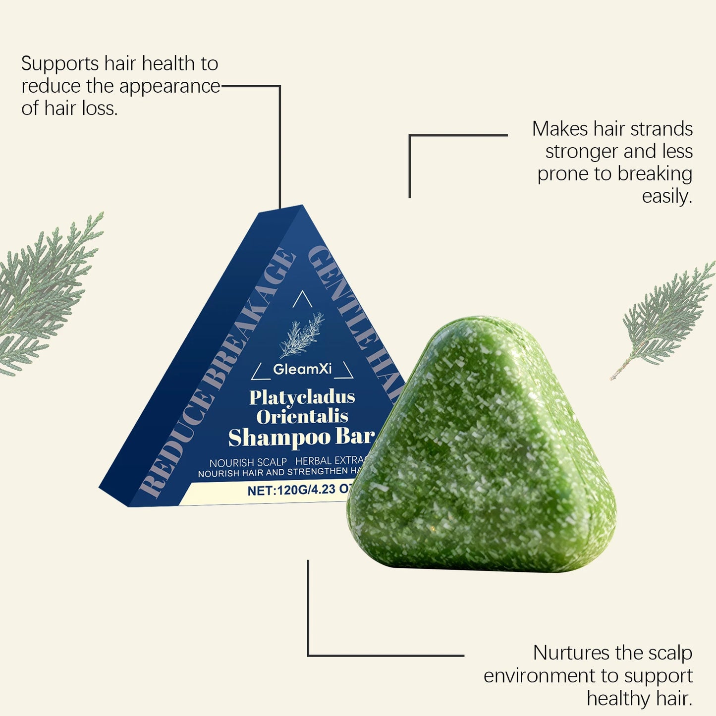 Platycladus Orientalis Hair Shampoo Bar Nourishing Cleanse And Frizz Control